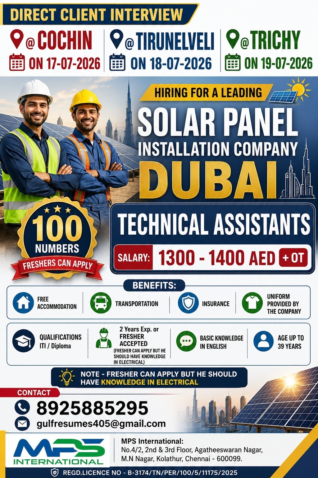 DIRECT CLIENT INTERVIEW 📍 @ COCHIN 📅 ON 17-07-2026 📍 @ TIRUNELVELI 📅 ON 18-07-2026 📍 @ TRICHY 📅 ON 19-07-2026