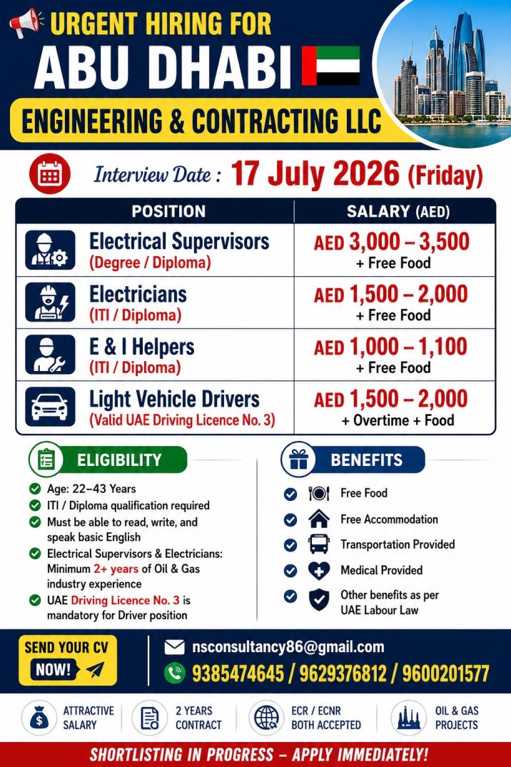 LEADING ENGINEERING & CONTRACTING LLC REQUIREMENT FOR ABU DHABI