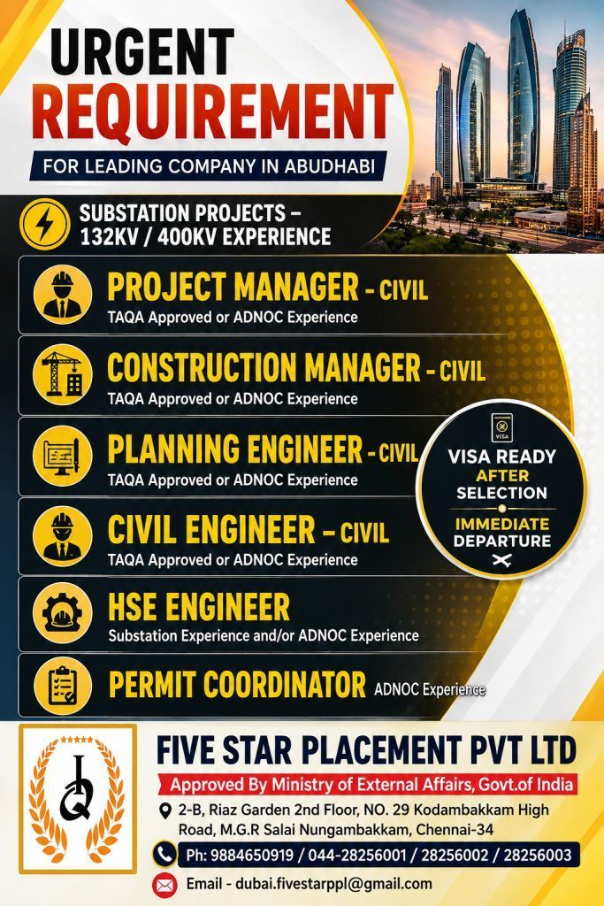 URGENT REQUIREMENT FOR ABUDHABI