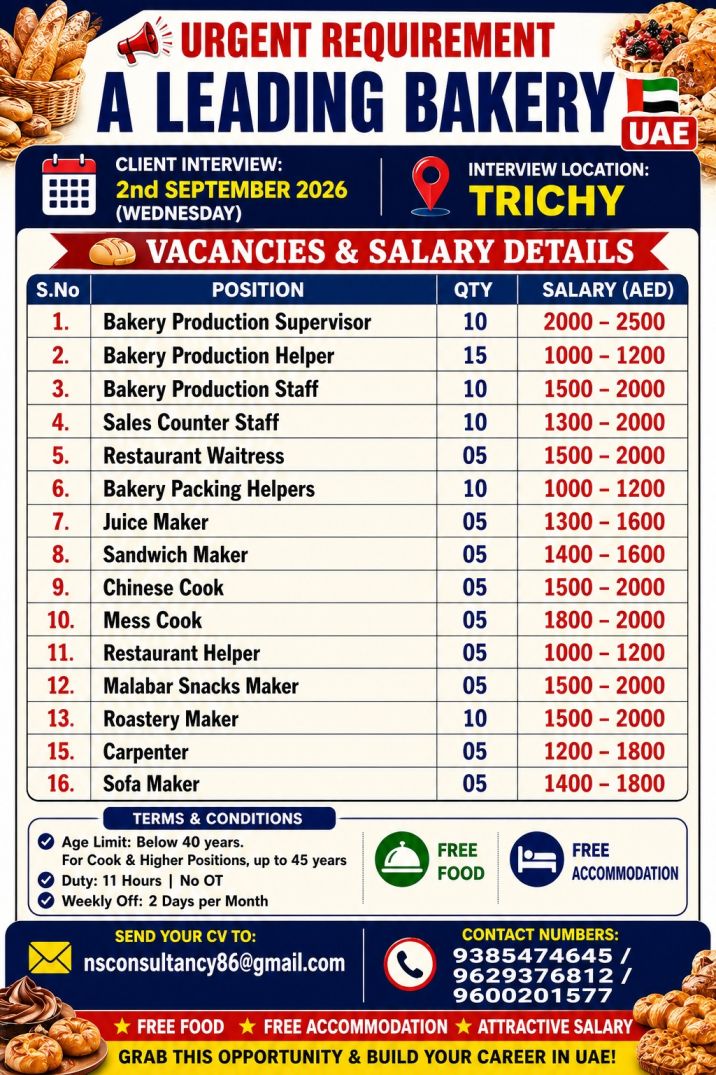 LEADING BAKERY REQUIREMENT FOR UAE
