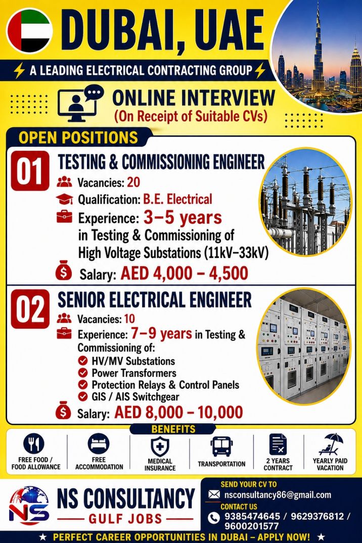 LEADING ELECTRICAL AND CONTRACTING COMPANY REQUIREMENT DUBAI