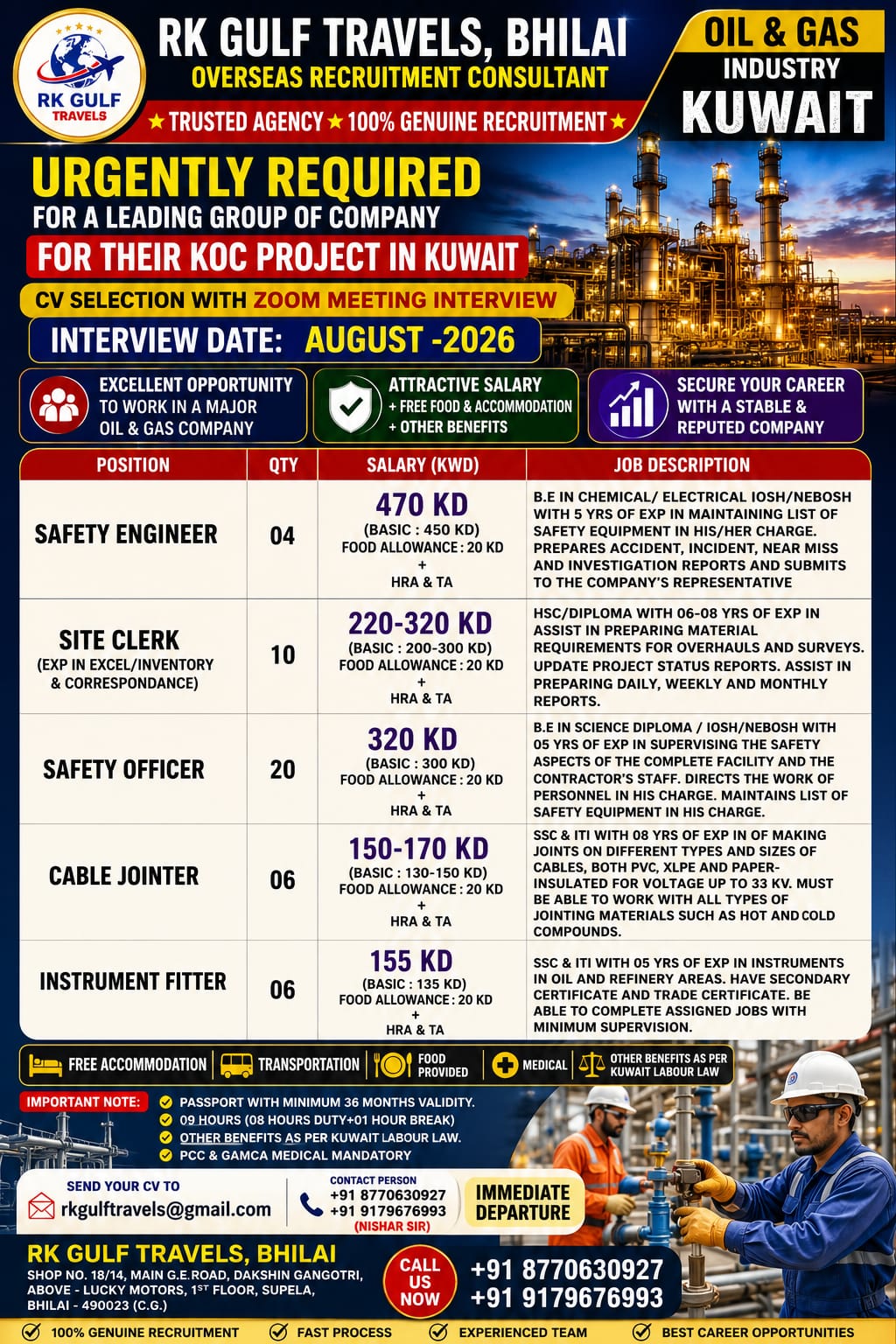 HIRING FOR A LEADING GROUP OF COMPANY – KUWAIT.