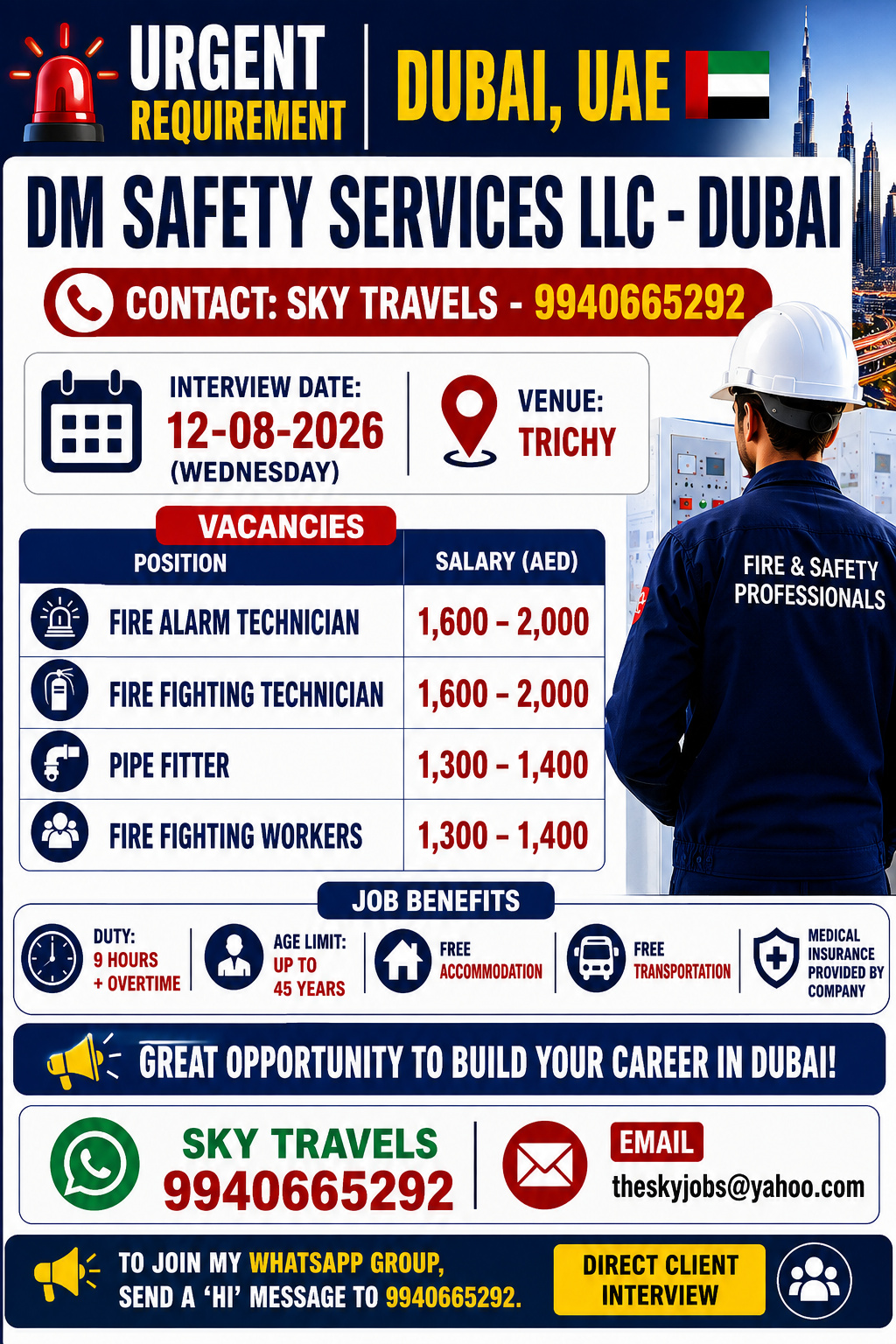 Urgently Required For Leading Company – Dubai.