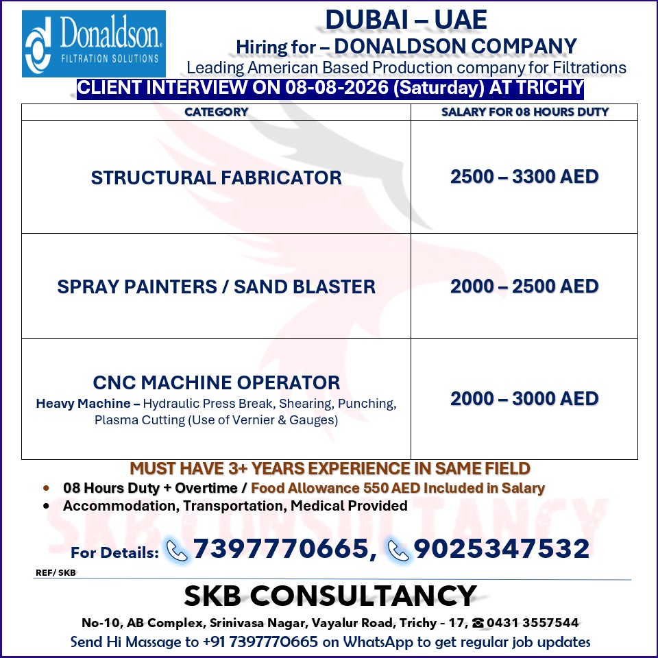 HIRING FOR DUBAI-DONALDSON