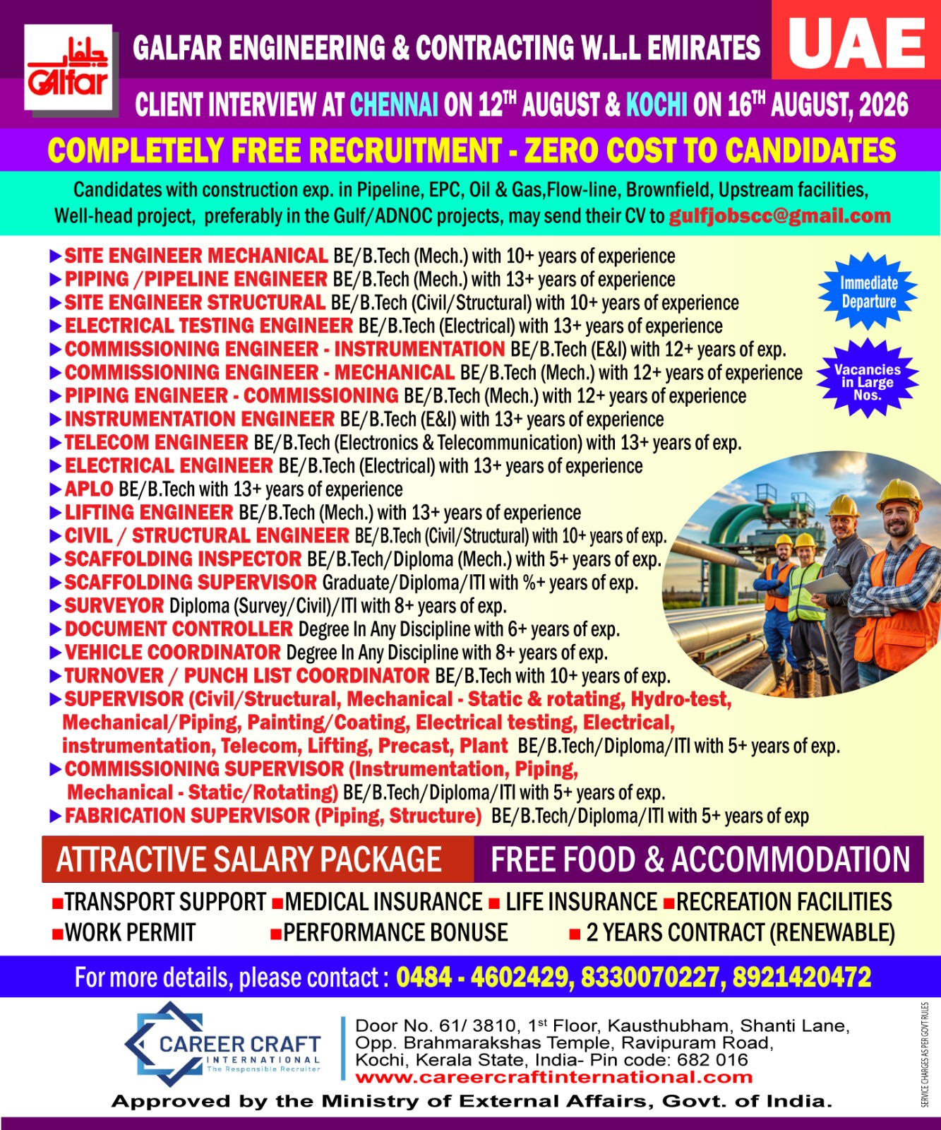DIRECT CLIENT INTERVIEW IN MUMBAI, CHENNAI & KOCHI –
