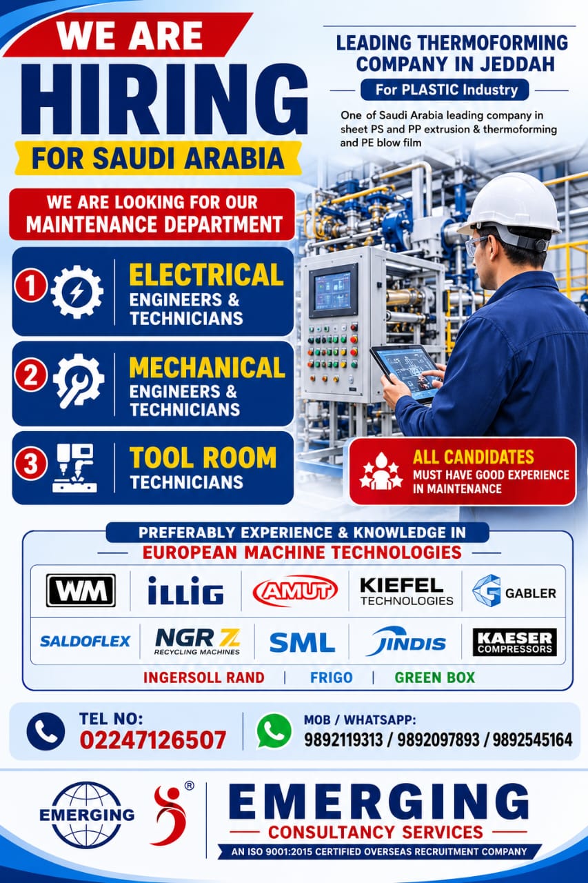 [Job Role]REQUIRED FOR LEADING THERMOFORMING COMPANY IN SAUDI ARABIA Jobs in [Country] – [Consultancy Name] Walk-in Interview 2026