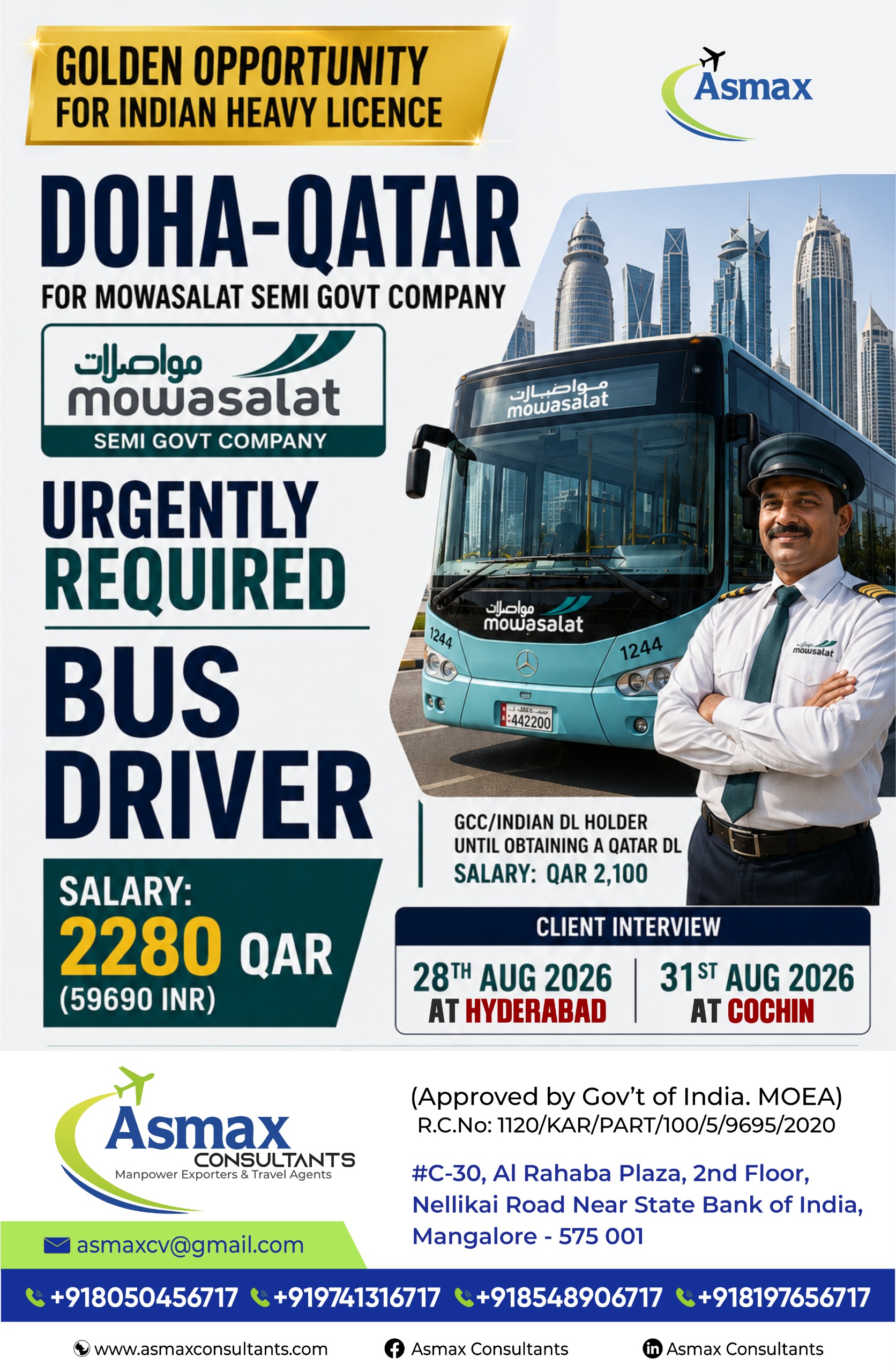 WE’RE HIRING FOR MOWASALAT SEMI GOVT CO DOHA -QATAR CLIENT INTERVIEW 28TH AUG 2026