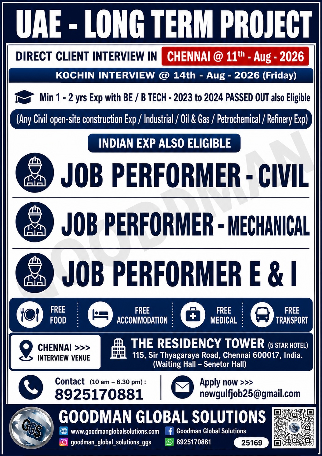 URGENT REQUIREMENT-UAE- LONG TERM DIRECT CLIENT INTERVIEW IN CHENNAI @ 11-08-2026