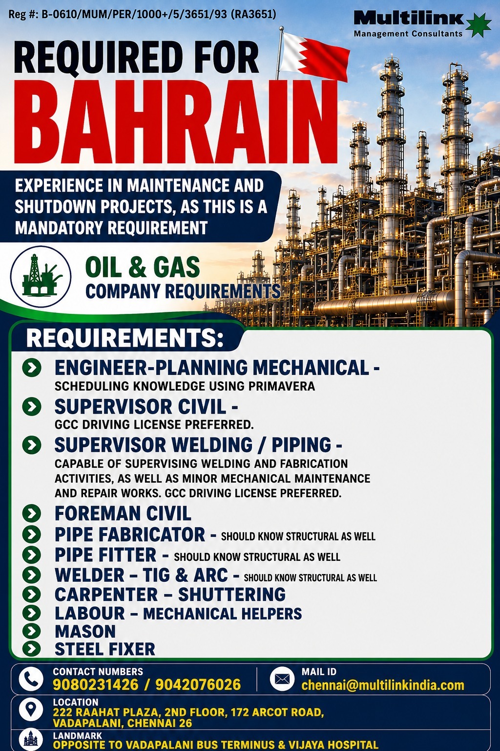 REQUIRED FOR BAHRAIN