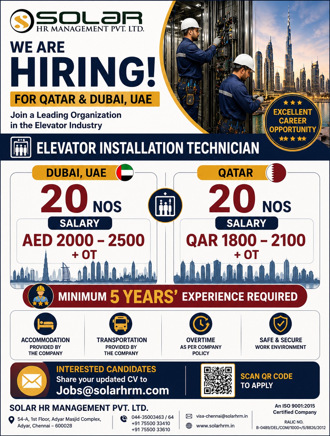 Hiring for Elevator Technicians
