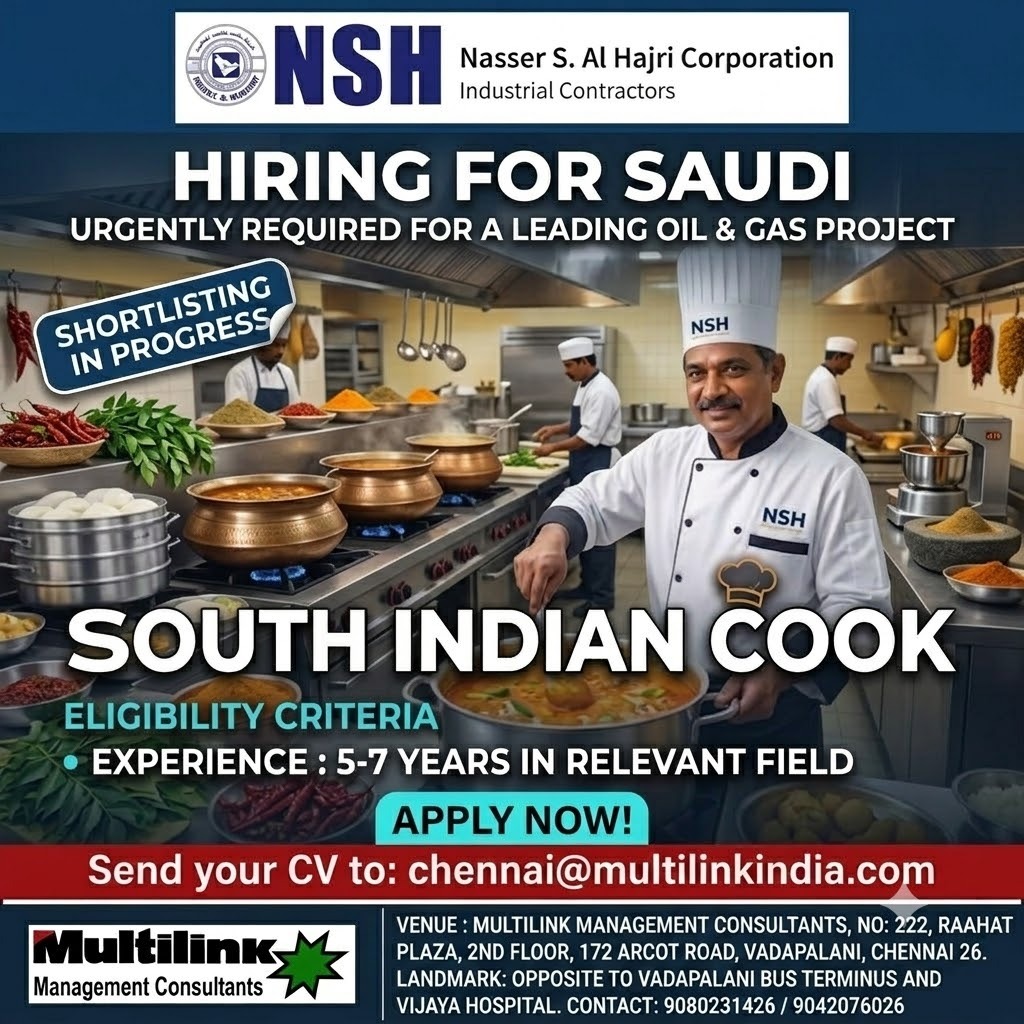 HIRING FOR SAUDI ARABIA – URGENTLY REQUIRED