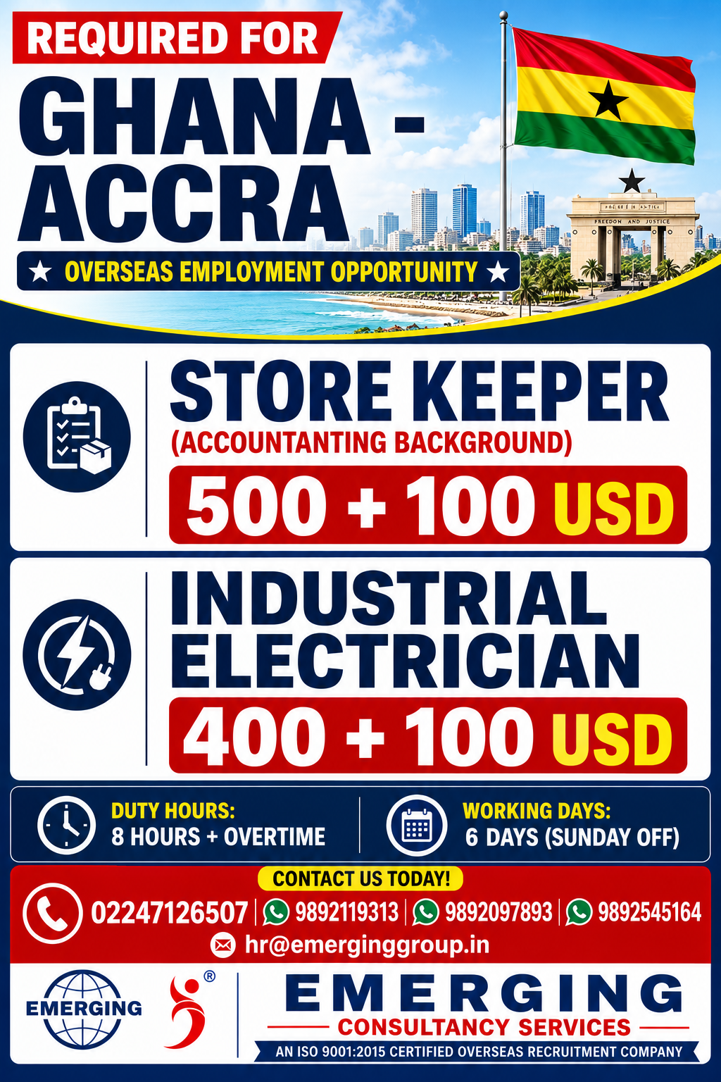 GHANA MANUFACTURING COMPANY – NEED STORE KEEPER & INDUSTRIAL ELECTRICIAN