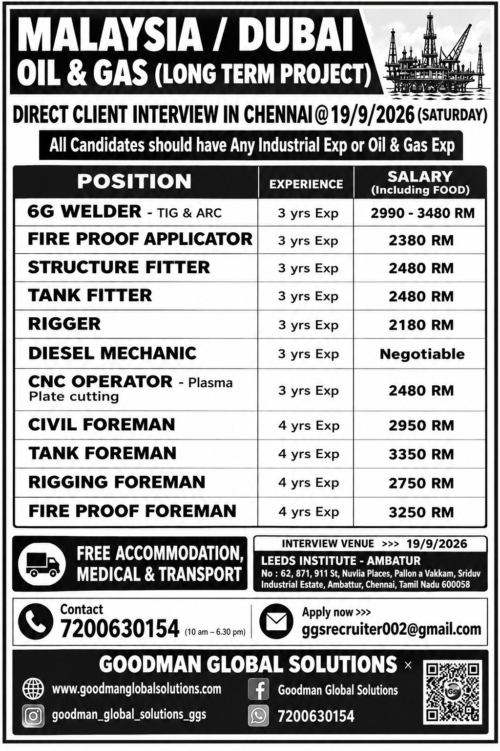 MALAYSIA / DUBAI – OIL & GAS (LONG TERM PROJECT)