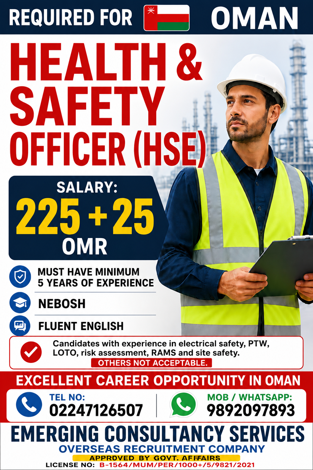 REQUIRED HEALTH & SAFETY OFFICER FOR OMAN