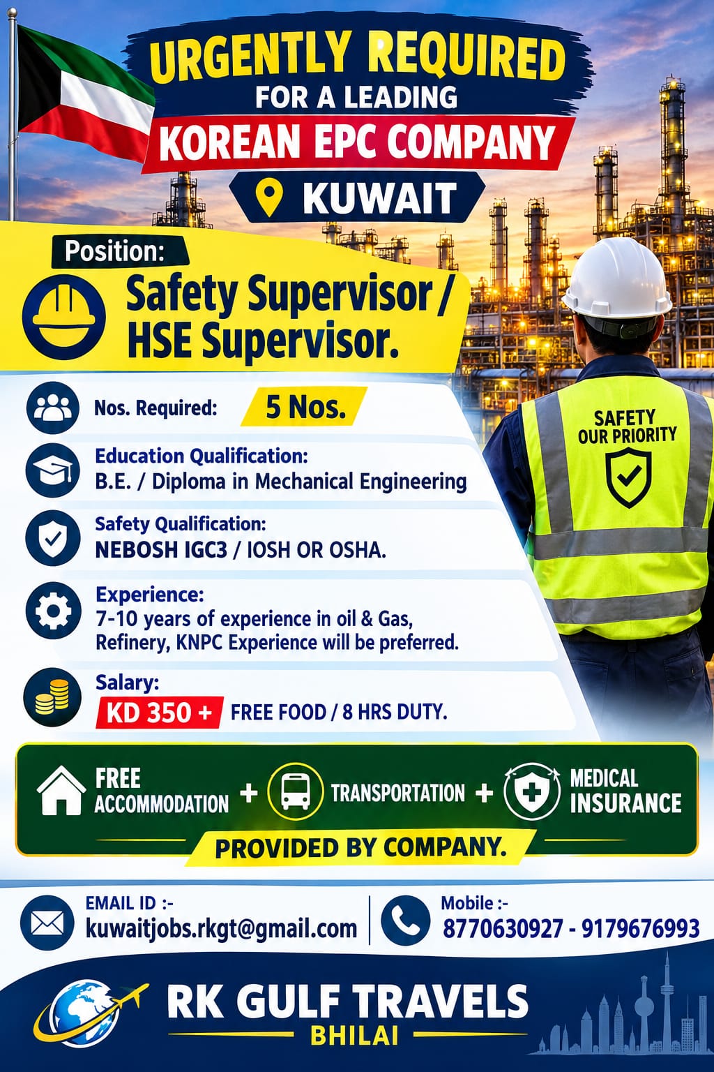 HIRING FOR A LEADING KOREAN EPC COMPANY FOR THEIR OIL & GAS PROJECT – KUWAIT