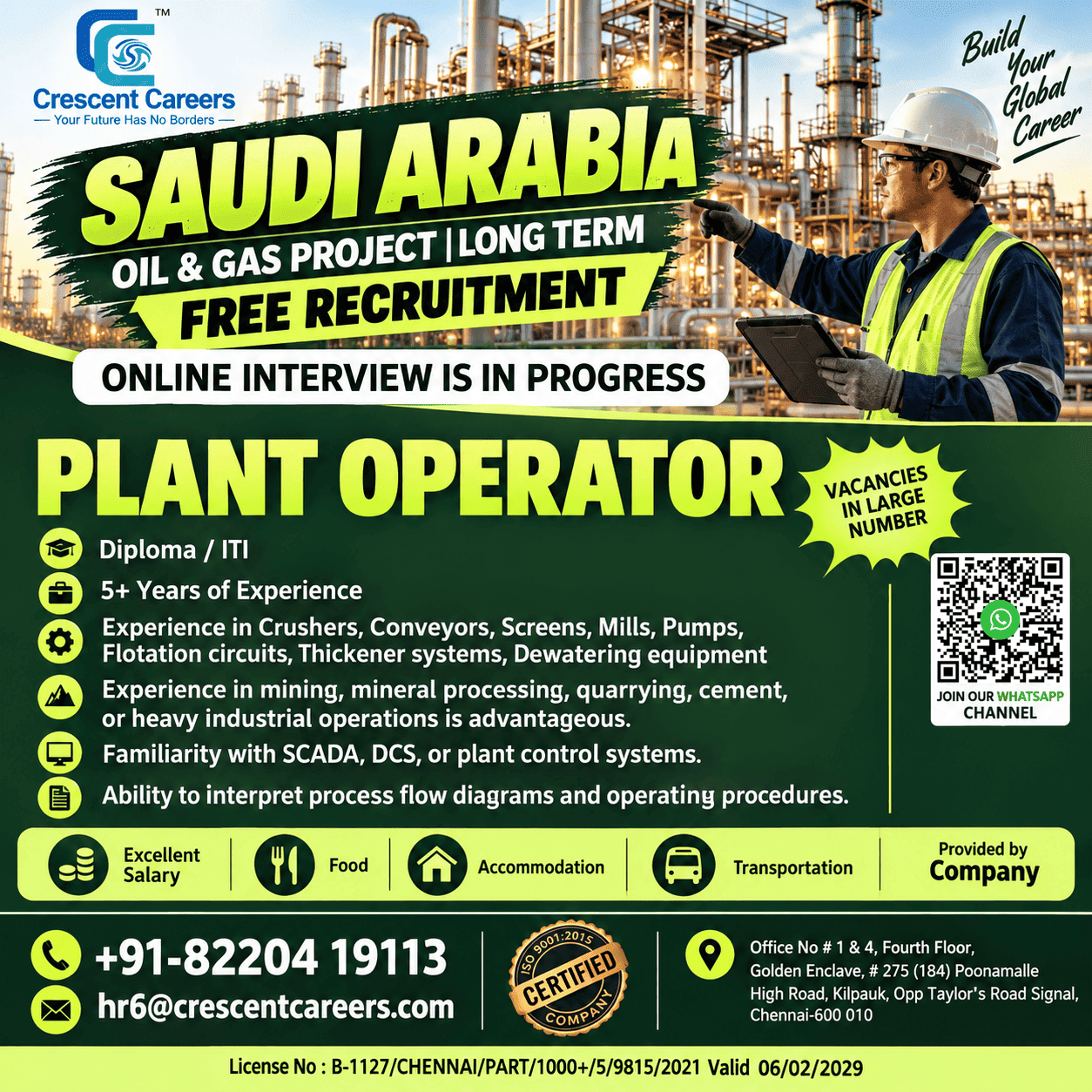 🇸🇦 SAUDI ARABIA | PLANT OPERATOR OPPORTUNITIES – CRESCENT CAREERS