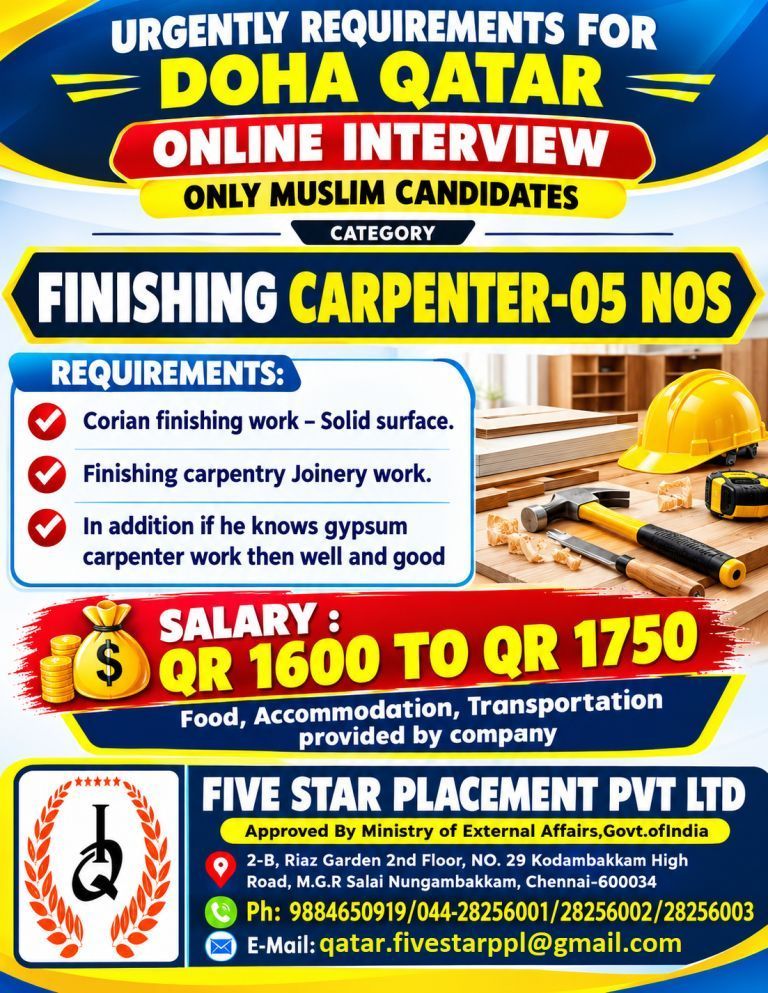 URGENT REQUIREMENT FOR DOHA QATAR