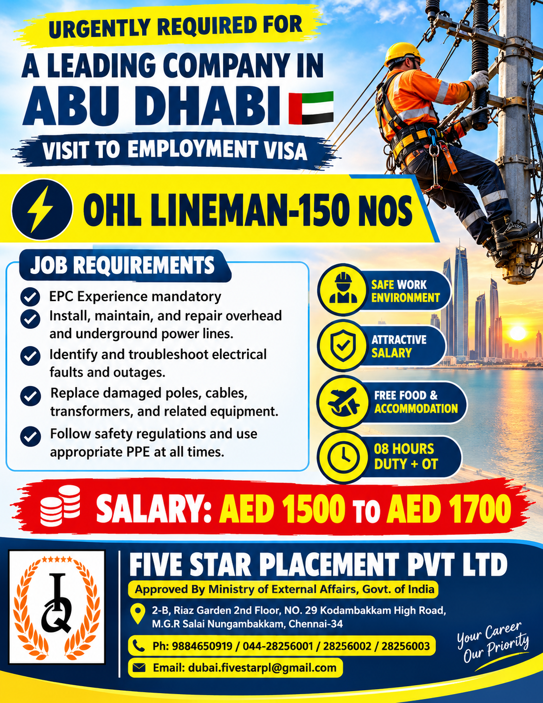 URGENTLY REQUIRED FOR A LEADING COMPANY IN ABUDHABI