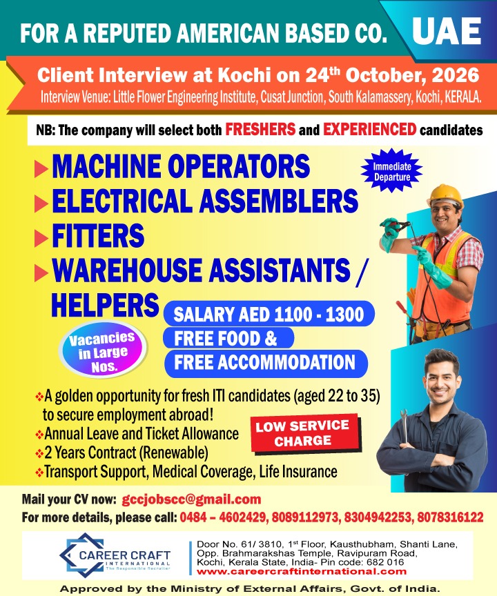 CLIENT INTERVIEW AT KOCHI ON 24TH OCTOBER, 2026 FOR VETRIV, DUBAI –