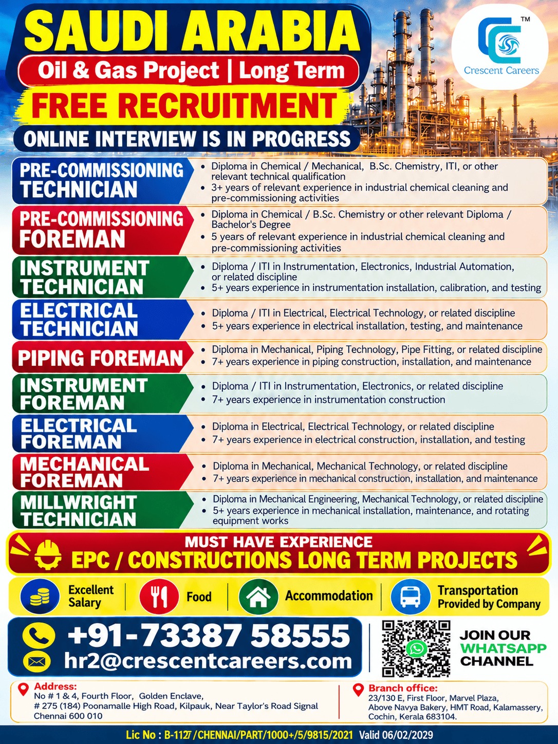 🇸🇦 Saudi Arabia Oil & Gas Jobs | Free Recruitment | Long-Term EPC Projects | Crescent Careers