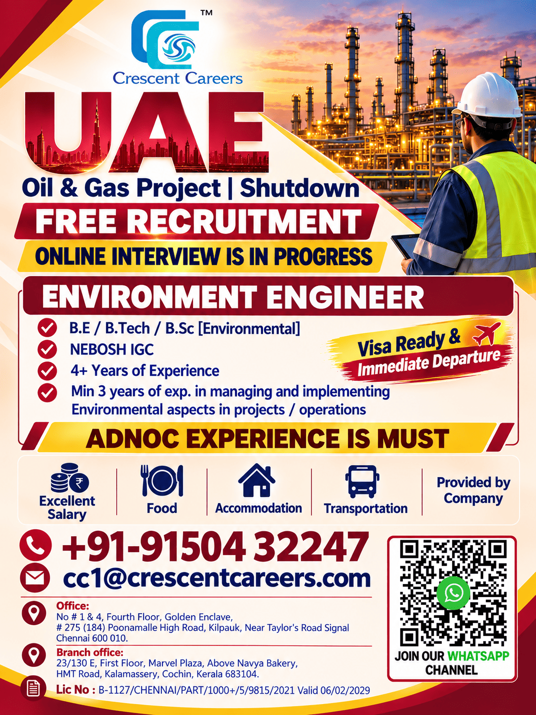 🚨 UAE JOB OPPORTUNITY | ENVIRONMENT ENGINEER 🇦🇪 – CRESCENT CAREERS