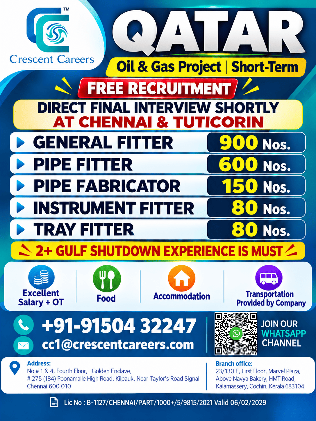 🇶🇦 QATAR OIL & GAS SHUTDOWN PROJECT – MASS HIRING! 🇶🇦 – CRESCENT CAREERS